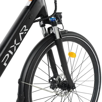 PIXAR City1 Electric Bike 700C Commuter with Rear Rack and LED Lights up to 32 Km/h