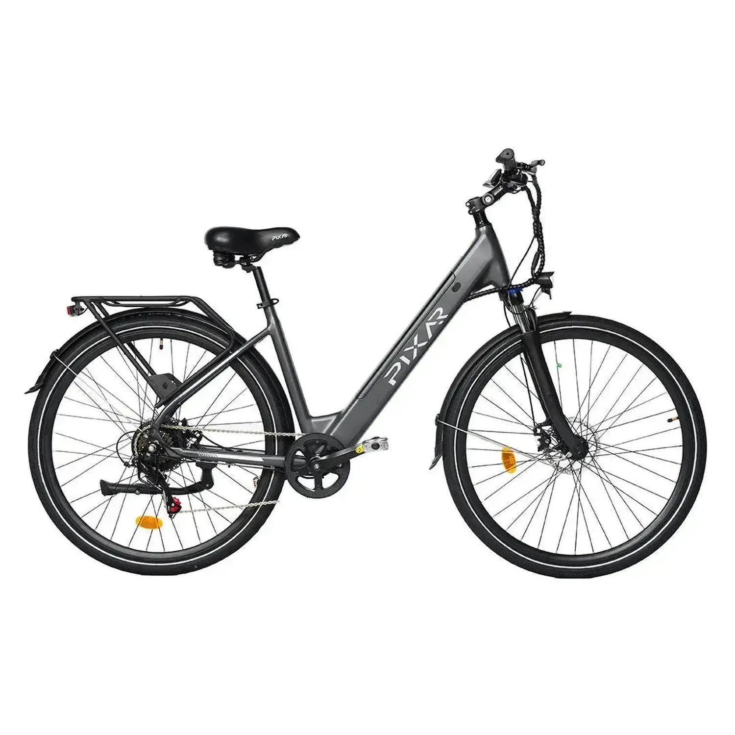 PIXAR City1 Electric Bike 700C Commuter with Rear Rack and LED Lights up to 32 Km/h