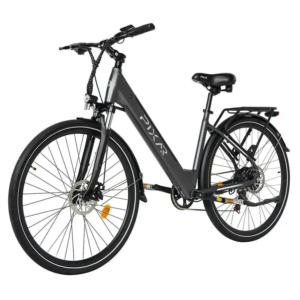 PIXAR City1 Electric Bike 700C Commuter with Rear Rack and LED Lights up to 32 Km/h