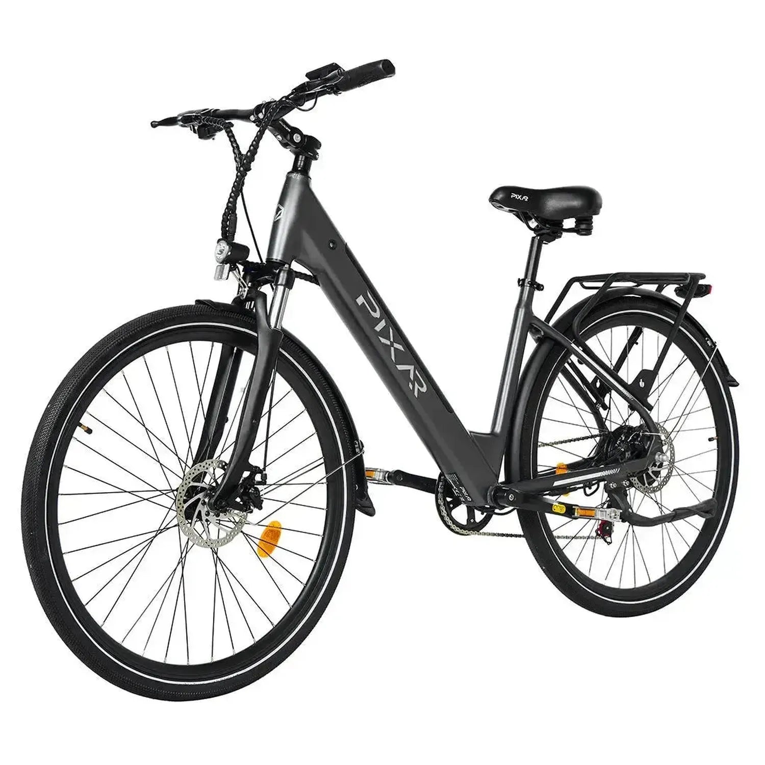 PIXAR City1 Electric Bike 700C Commuter with Rear Rack and LED Lights up to 32 Km/h