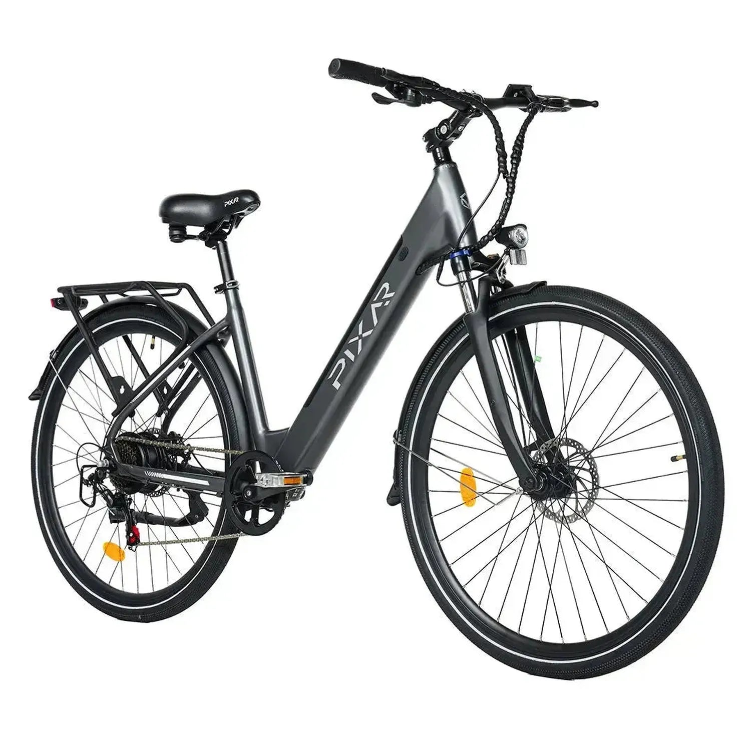 PIXAR City1 Electric Bike 700C Commuter with Rear Rack and LED Lights up to 32 Km/h