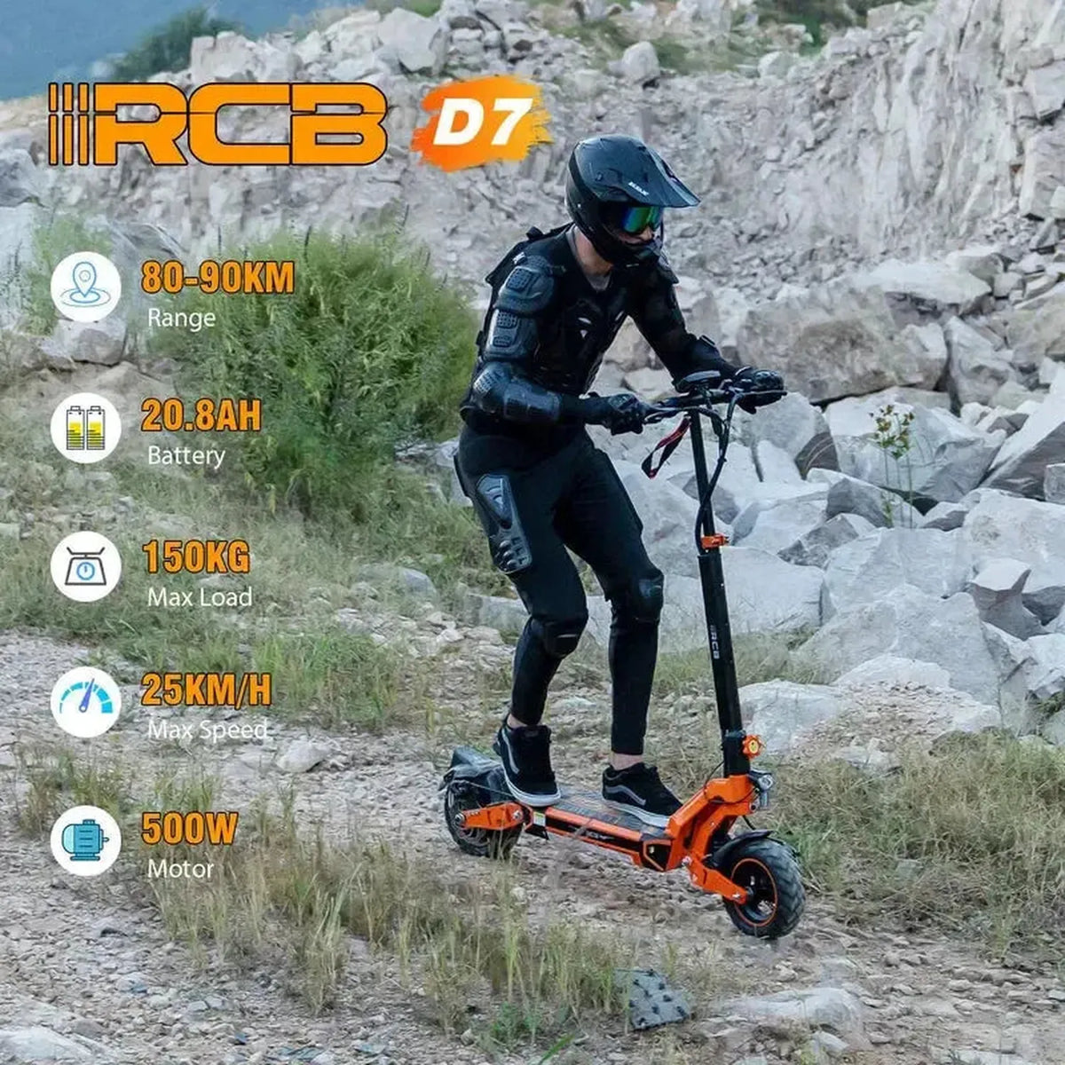 RCB D7 Elektrinis Paspirtukas Ilgo Nuotolio Sulankstomas su Pakaba