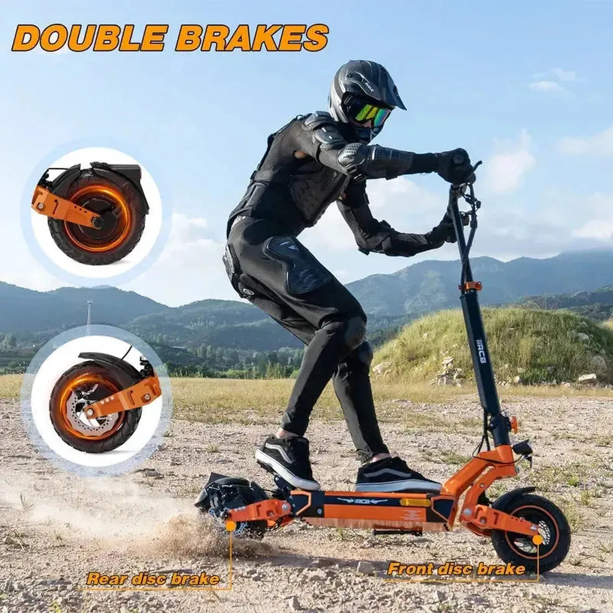 RCB D7 Electric Scooter Long Range Foldable with Suspension and