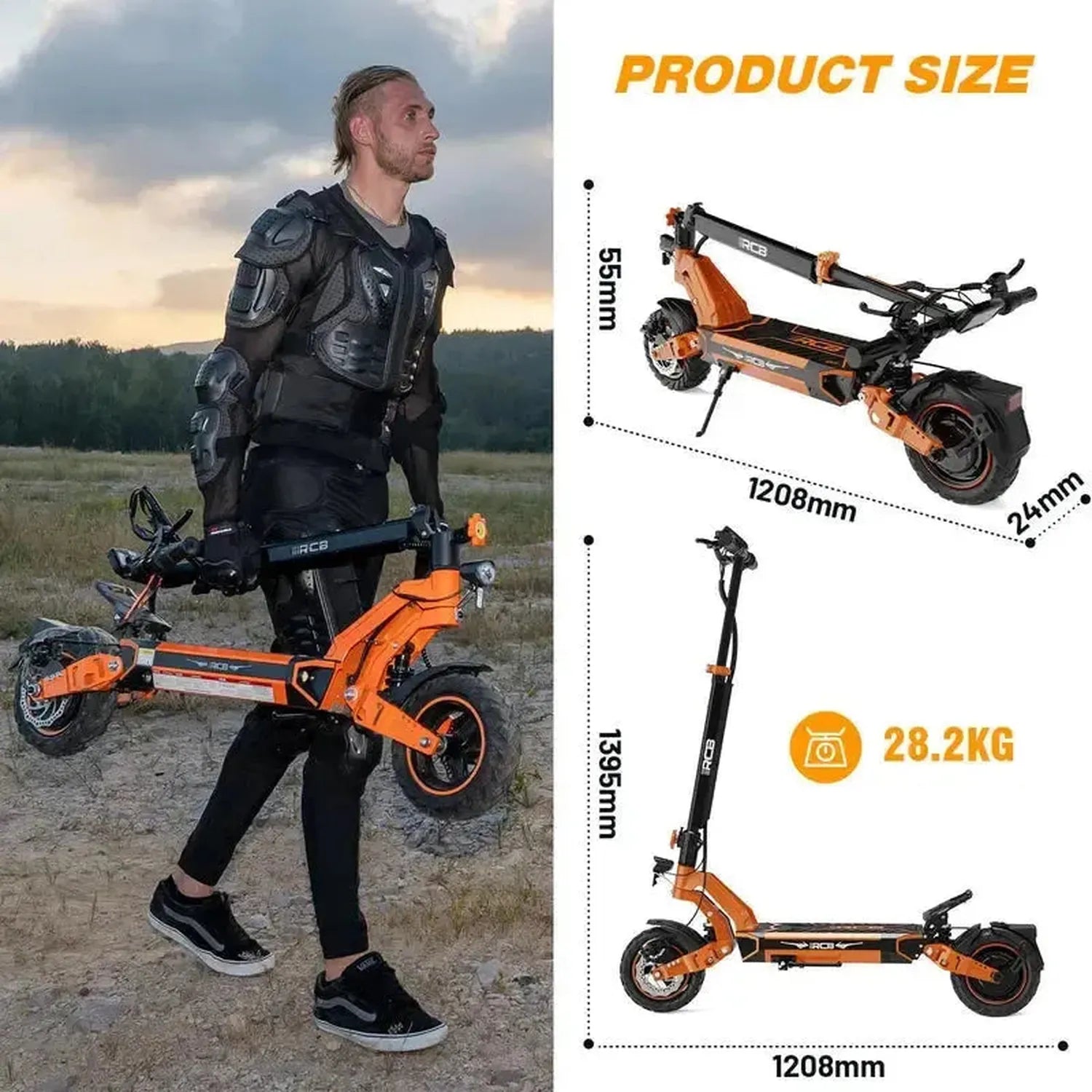 RCB D7 Electric Scooter Long Range Foldable with Suspension and App up to 45 Km/h
