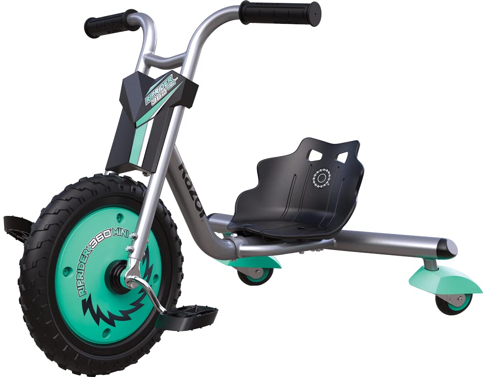 Razor RipRider Mini Manual Ride On Trike – Teal, Big Wheel Drift Fun