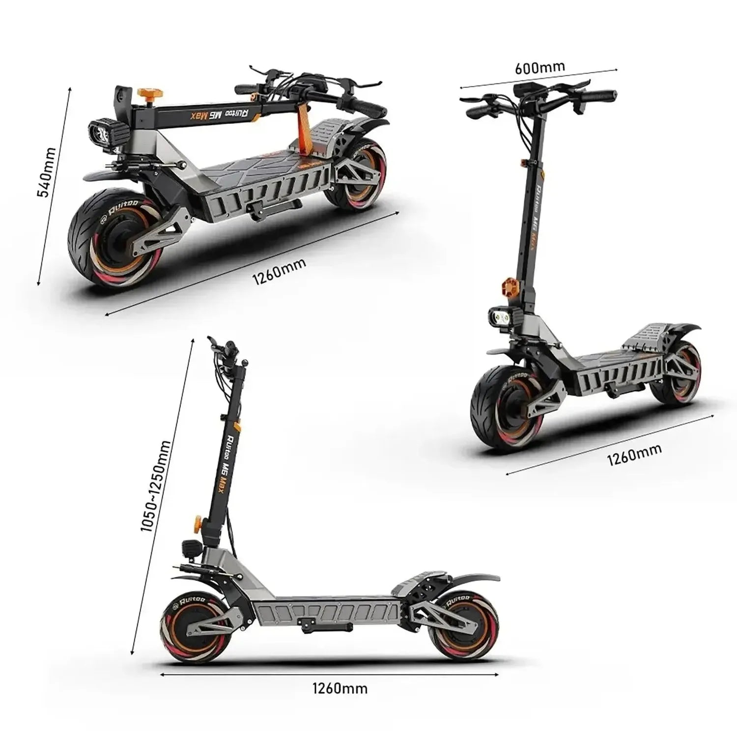RUITOO M6 Max Electric Scooter Long Range Foldable with Hydraulic Brakes up to 80 Km/h