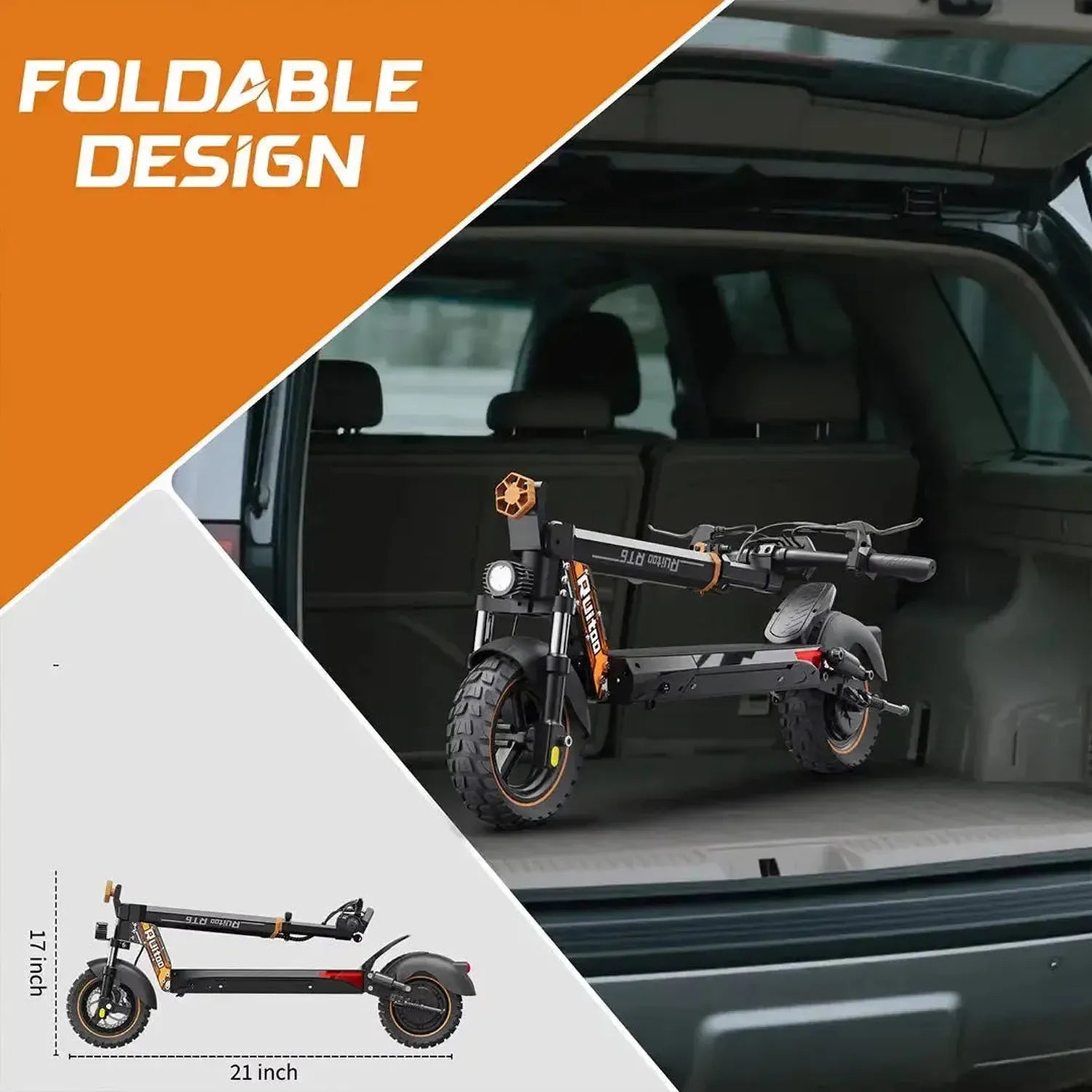 Ruitoo RT6 Electric Scooter Long Range Foldable with Dual Suspension up to 50 Km/h