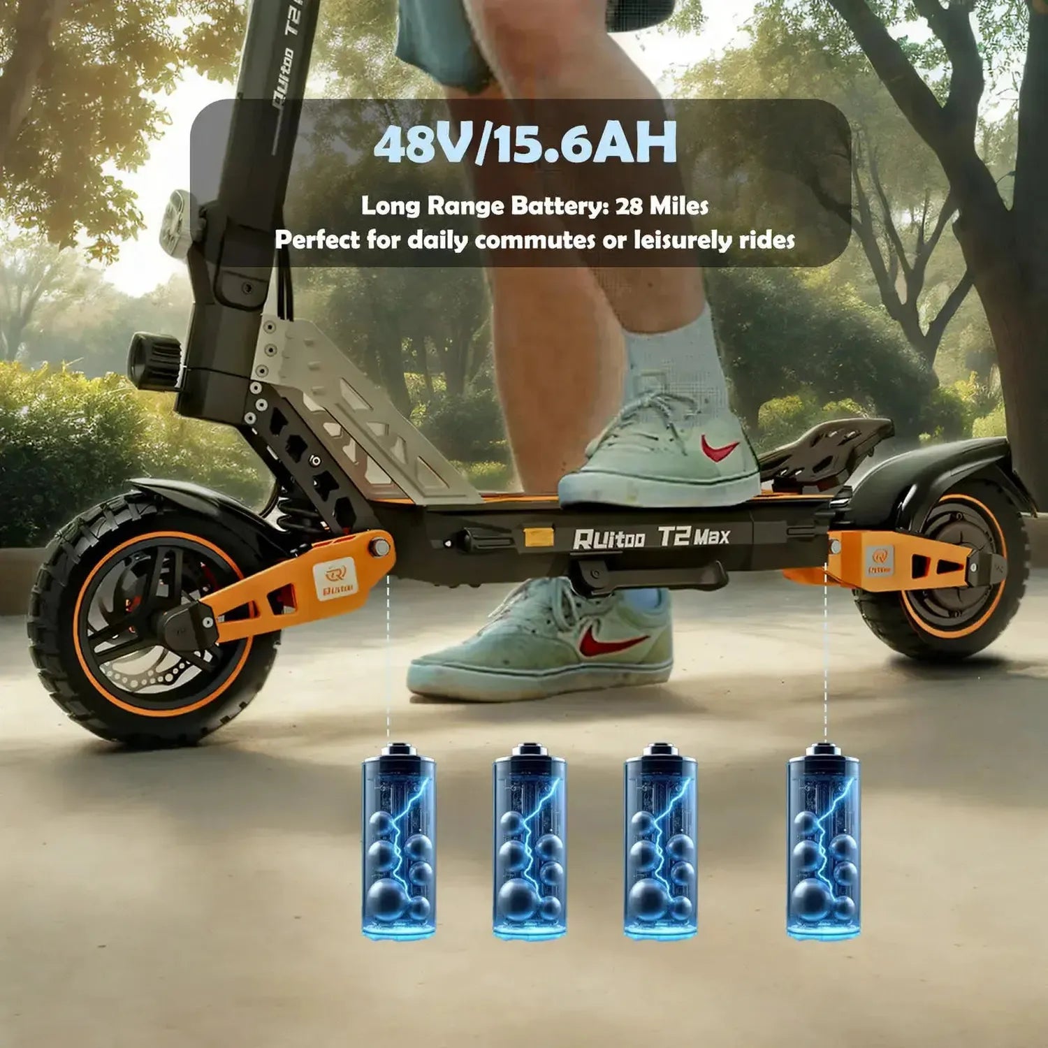 Ruitoo T2 Max Electric Scooter Long Range Foldable with Suspension up to 50 Km/h