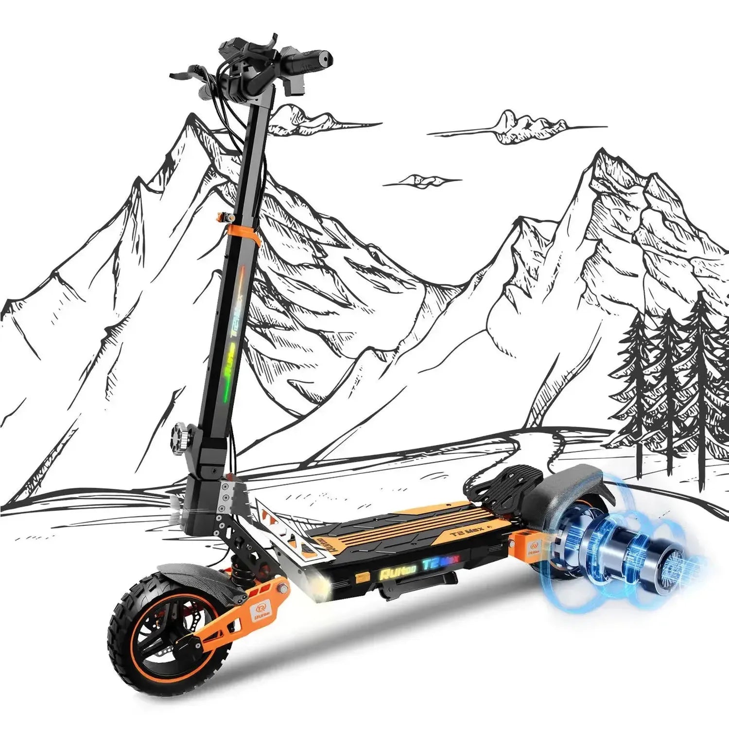 Ruitoo T2 Max Electric Scooter Long Range Foldable with Suspension up to 50 Km/h