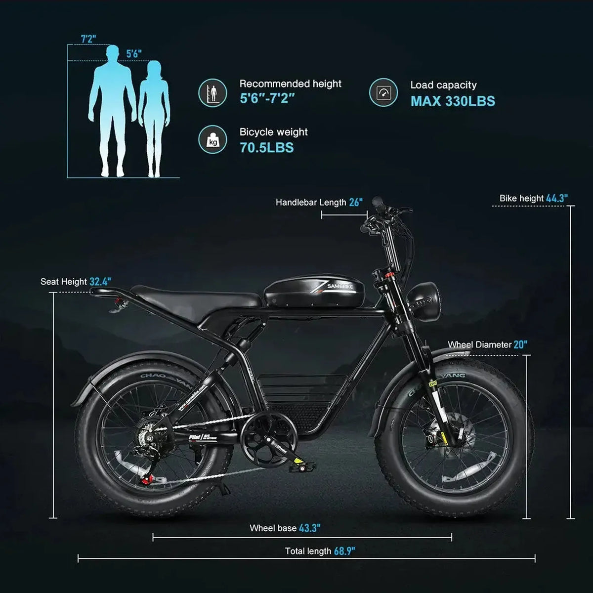 SAMEBIKE M20 III Fat Tyre Electric Bike exclusive at Punk Ride