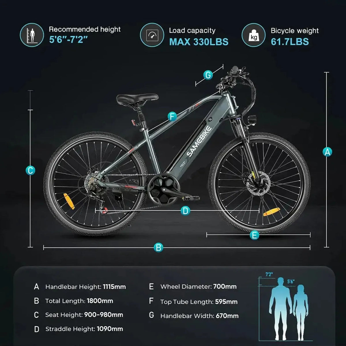 SAMEBIKE RS-A01 Men 1.0 Commuter E-Bike exclusive at Punk Ride