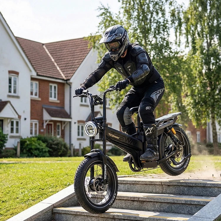 TESWAY X7 AWD electric bike full suspension detail
