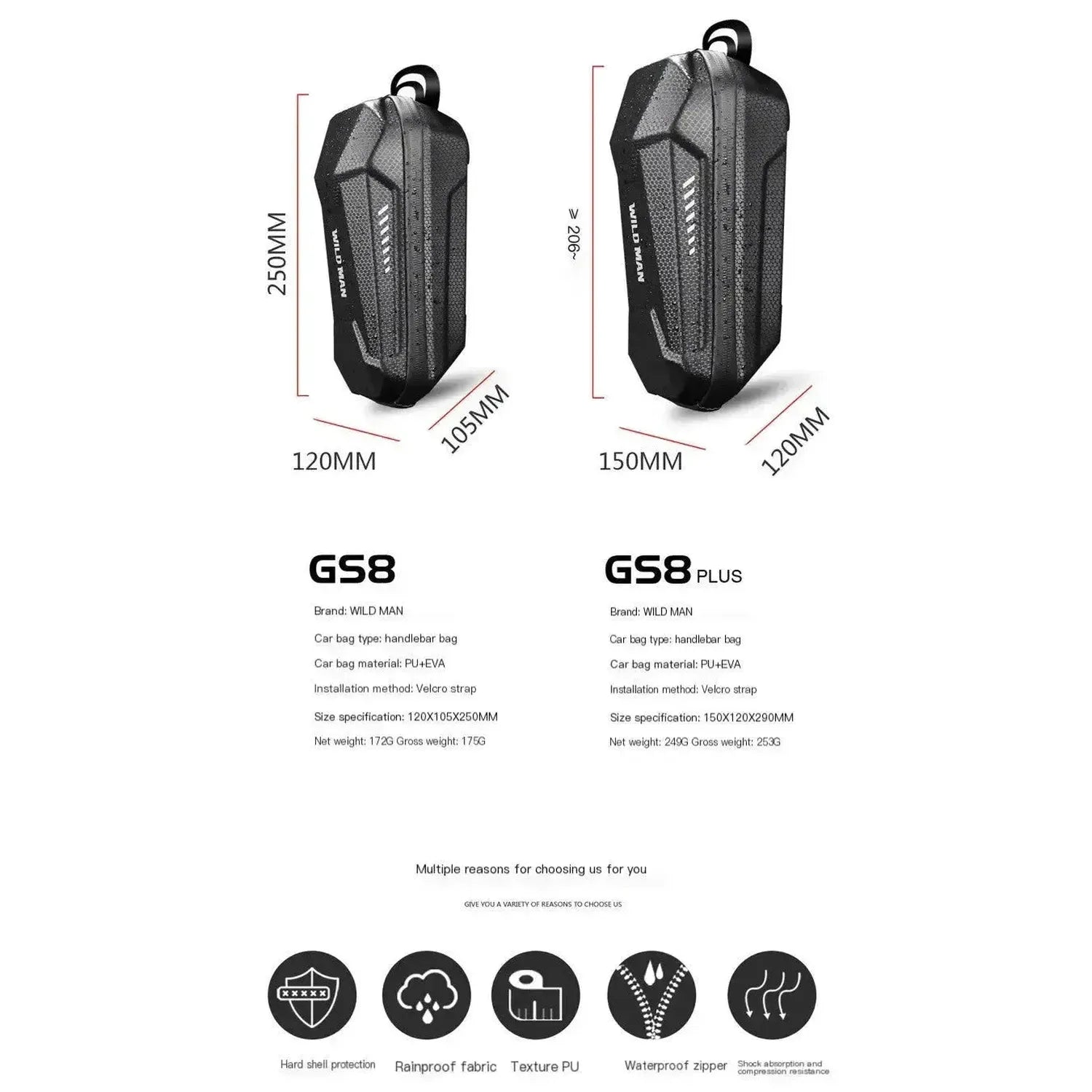 Universal Electric Scooter Front Bag 2L 3L EVA Hard Shell Storage Bag