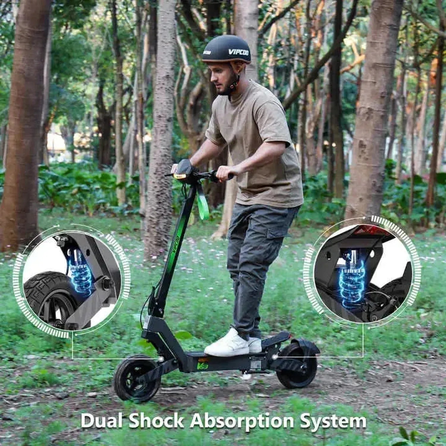 VIPCOO VS3 Electric Scooter Long Range Foldable with Dual Disc Brakes