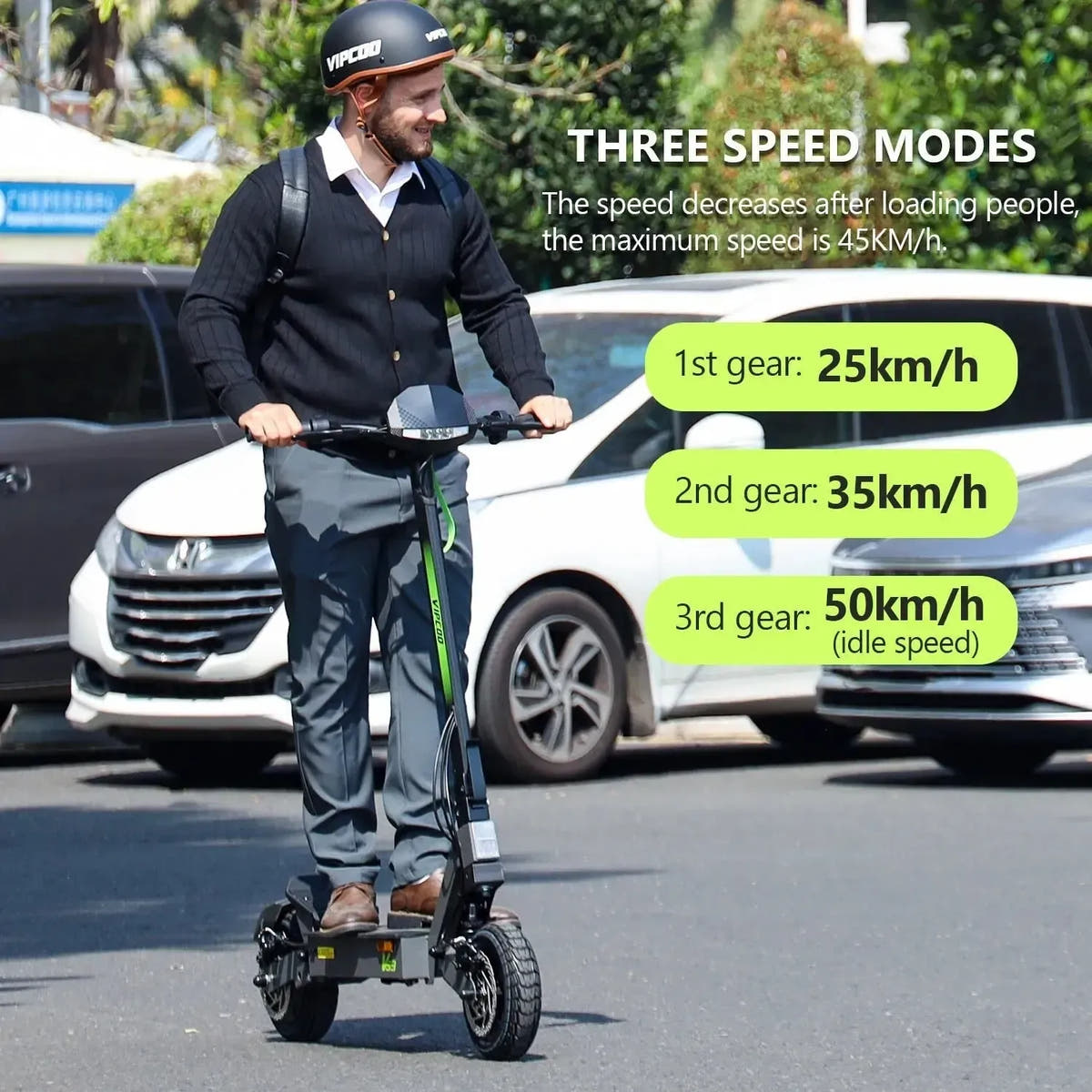 VIPCOO VS3 Electric Scooter Long Range Foldable with Dual Disc Brakes