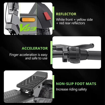 VIPCOO VS3 Electric Scooter Long Range Foldable with Dual Disc Brakes