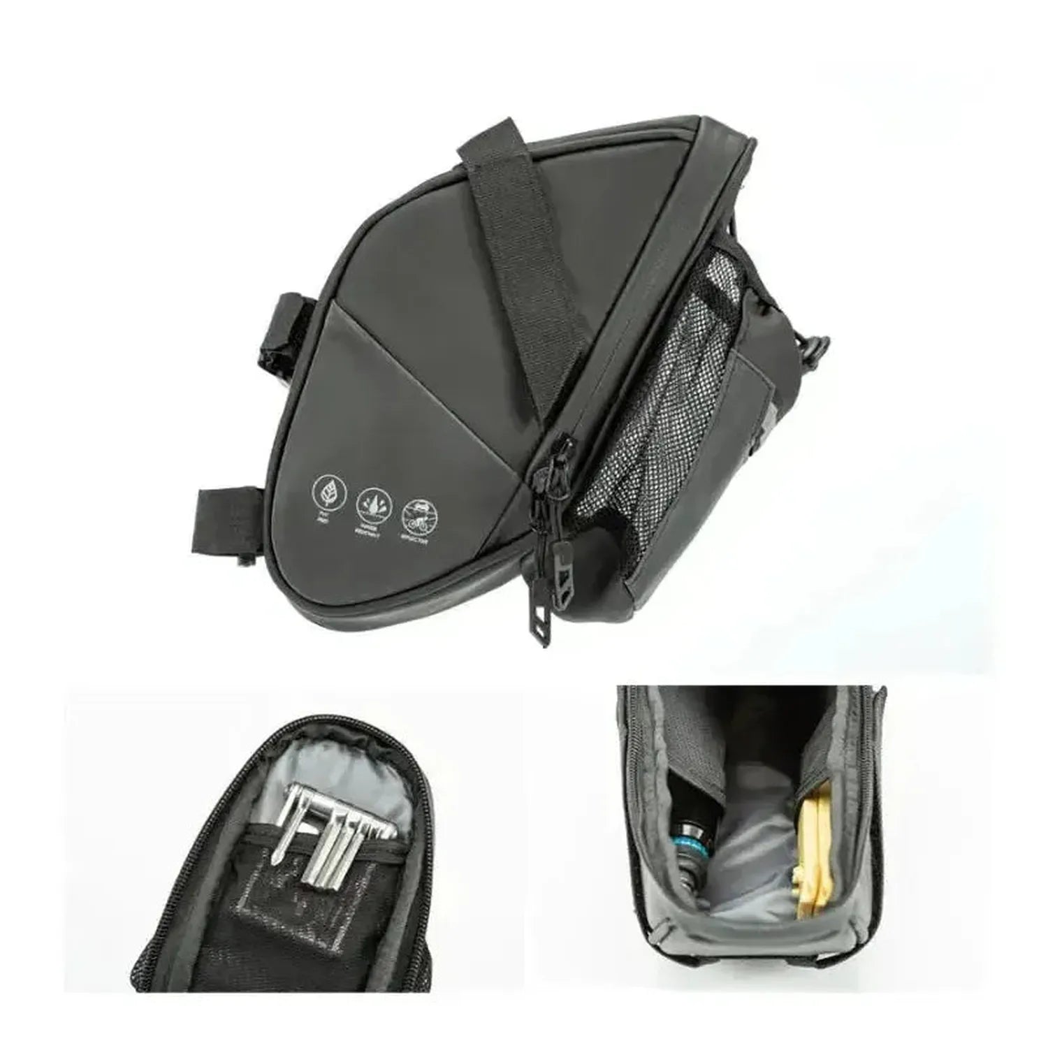 Waterproof Bike Saddle Bag with Bottle Pocket 1.5L for Road MTB E-Bikes