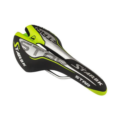 Green Bicycle Saddle — PU and EVA shown on white background
