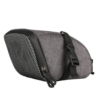 Grey Warning Bicycle Saddle Bag with Integrated Light on white background