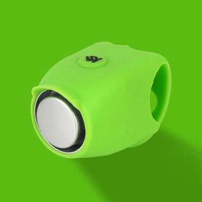 Green bicycle horn shown from the side