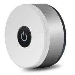 USB rechargeable circular bicycle tail light — Titanium gray housing on white background