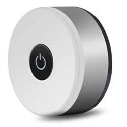 USB rechargeable circular bicycle tail light — Titanium gray housing on white background