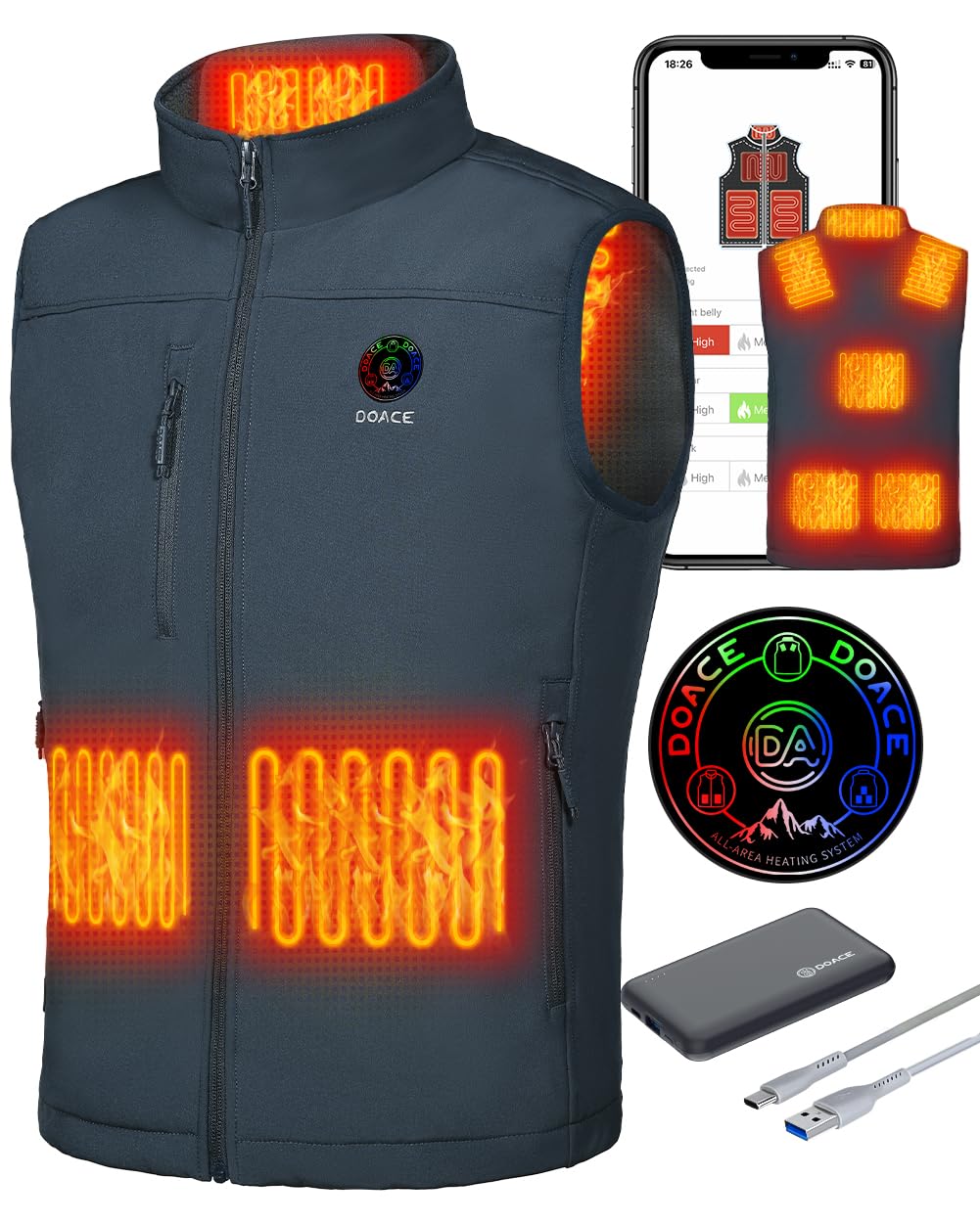 DOACE App-Controlled Heated Fleece Vest