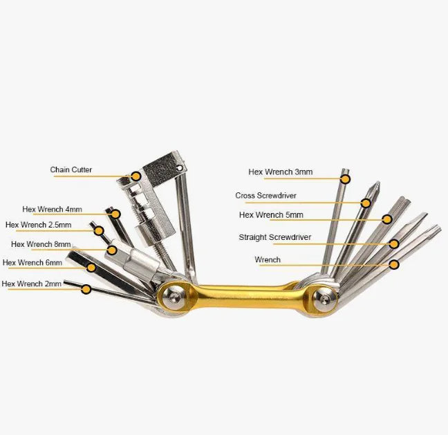 Bicycle Repair Tool Set with Hex Wrench and Chain Breaker