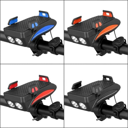 4-in-1 Rechargeable Bicycle Light with Horn and Mount