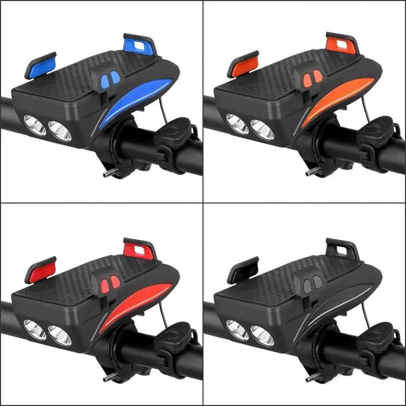 4-in-1 Rechargeable Bicycle Light with Horn and Mount