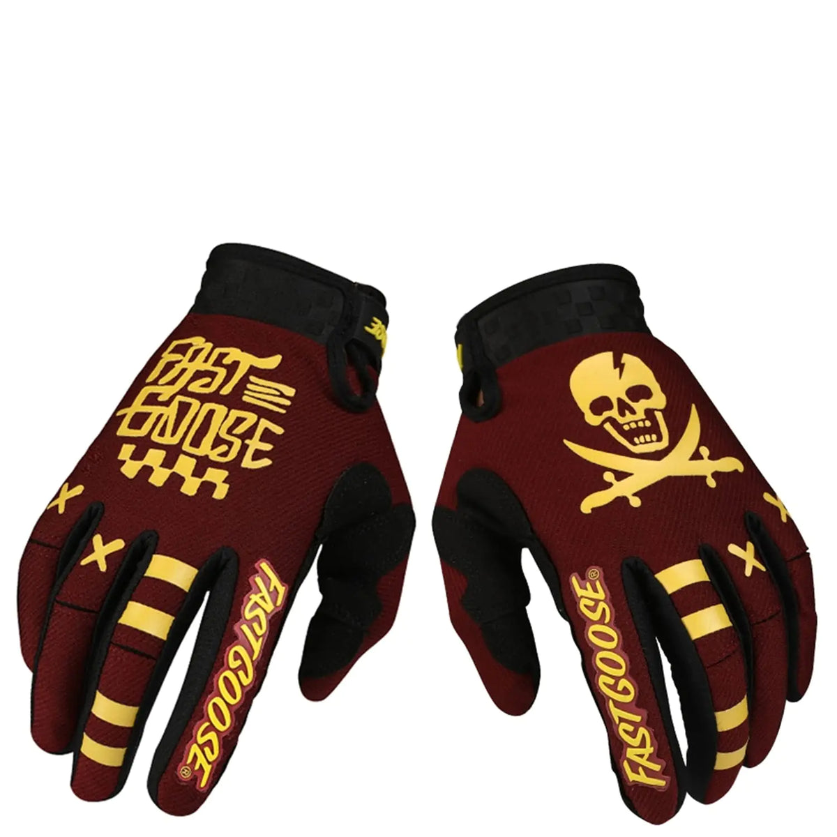 EXCEREY Skull Cycling Gloves Mountain Bike Gloves for Outdoor Sports Driving Climbing for Men & Women (Red XL)