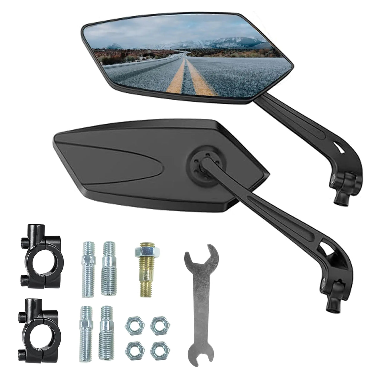 1 Pair Bike Mirrors Motorcycle Cycling Rearview Mirror 360 Degree Rotatable Adjustable Wide Angle Safe HD Glass Bicycle Handlebar Mirror Universal for Scooter MTB Road Bike E-Bike Motorcycle etc