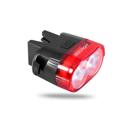 Gaciron red twin-lens bicycle tail light with black housing on a white background