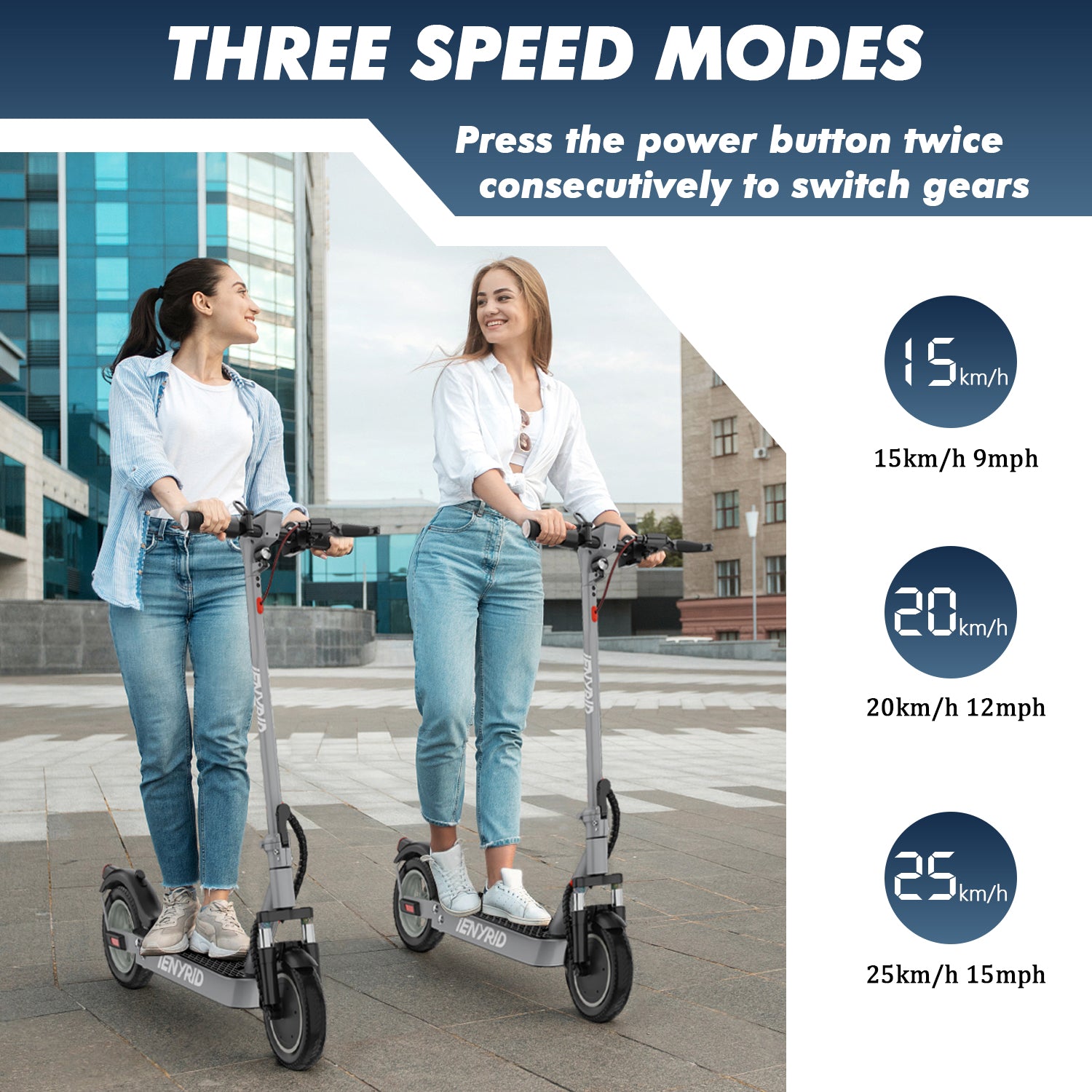 iENYRID M1 Foldable Electric Scooter – 500 W Motor, 36 V 12.5 Ah Battery, 35 km/h (22 mph) Top Speed, 10″ Tires, App Connectivity