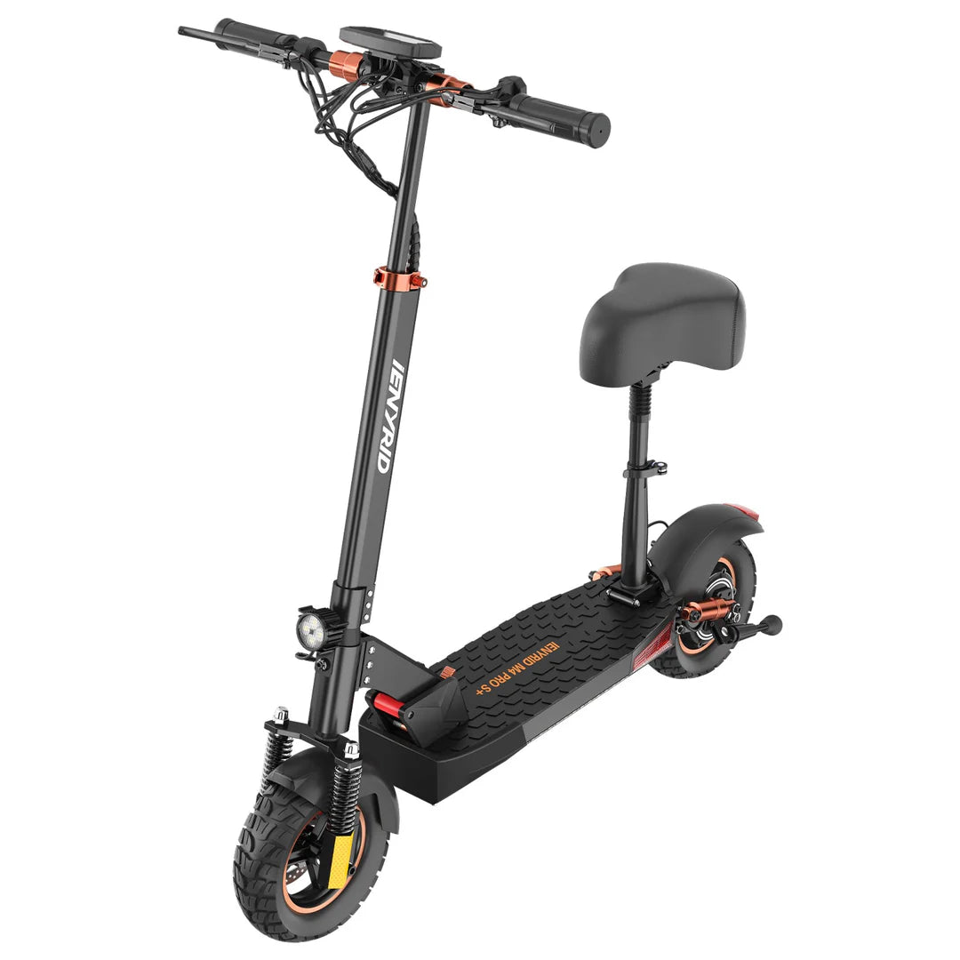 iENYRID M4 PRO S+ Electric Scooter: 800W motor, 45 km/h speed, 35 km range, pneumatic dirt tires, disc brakes, and LED lighting for ultimate performance.