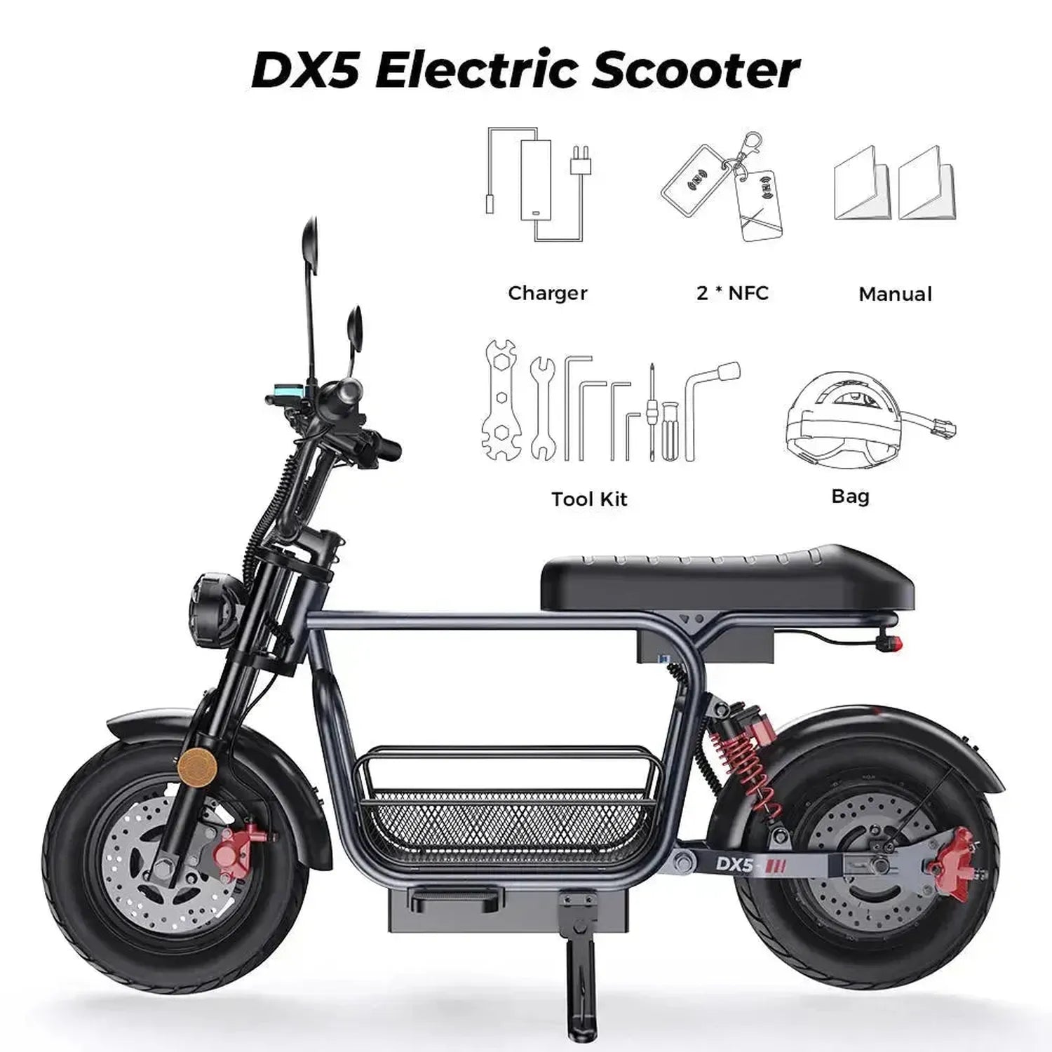 iScooter DX5 Seated Electric Scooter with Suspension for Adults up to 56 Km/h