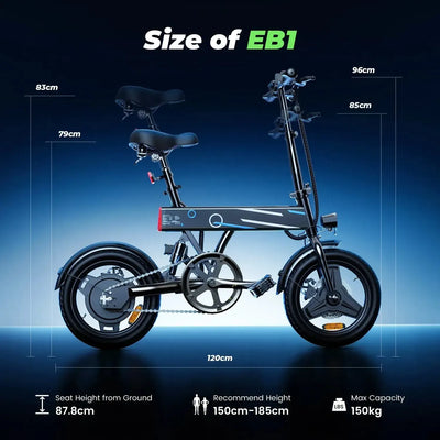 iScooter EB1 Foldable Electric Bike Compact Commuter with LED Lights up to 32 Km/h