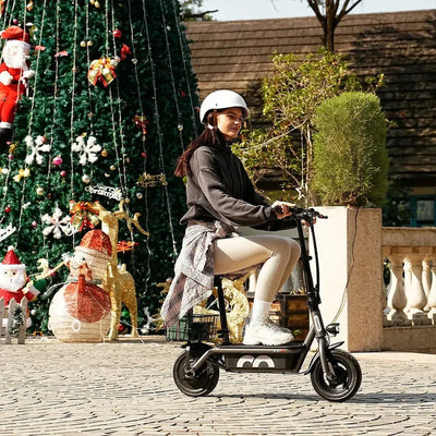 iScooter F2 Electric Scooter with Seat Foldable Basket for Adults up to 30 Km/h