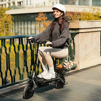 iScooter F2 Electric Scooter with Seat Foldable Basket for Adults up to 30 Km/h