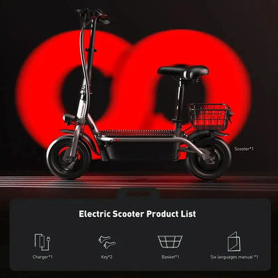 iScooter F2 Electric Scooter with Seat Foldable Basket for Adults up to 30 Km/h
