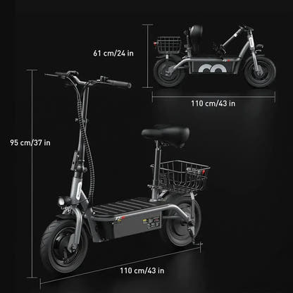 iScooter F2 Electric Scooter with Seat Foldable Basket for Adults up to 30 Km/h