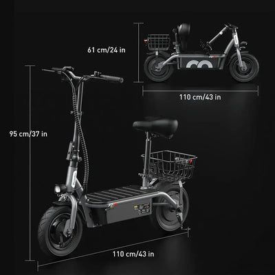 iScooter F2 Electric Scooter with Seat Foldable Basket for Adults up to 30 Km/h