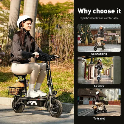 iScooter F2 Electric Scooter with Seat Foldable Basket for Adults up to 30 Km/h