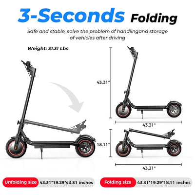 iScooter W5 Foldable Electric Scooter with Pneumatic Tyres and Lights up to 30 Km/h