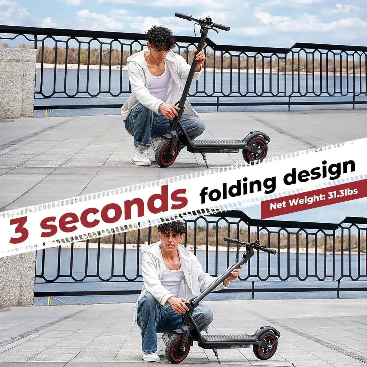 iScooter W5 Foldable Electric Scooter with Pneumatic Tyres and Lights up to 30 Km/h