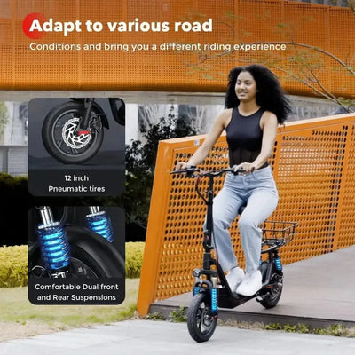 iScooter i12 Electric Scooter Foldable with 12 Inch Pneumatic Tyres up to 25 Km/h