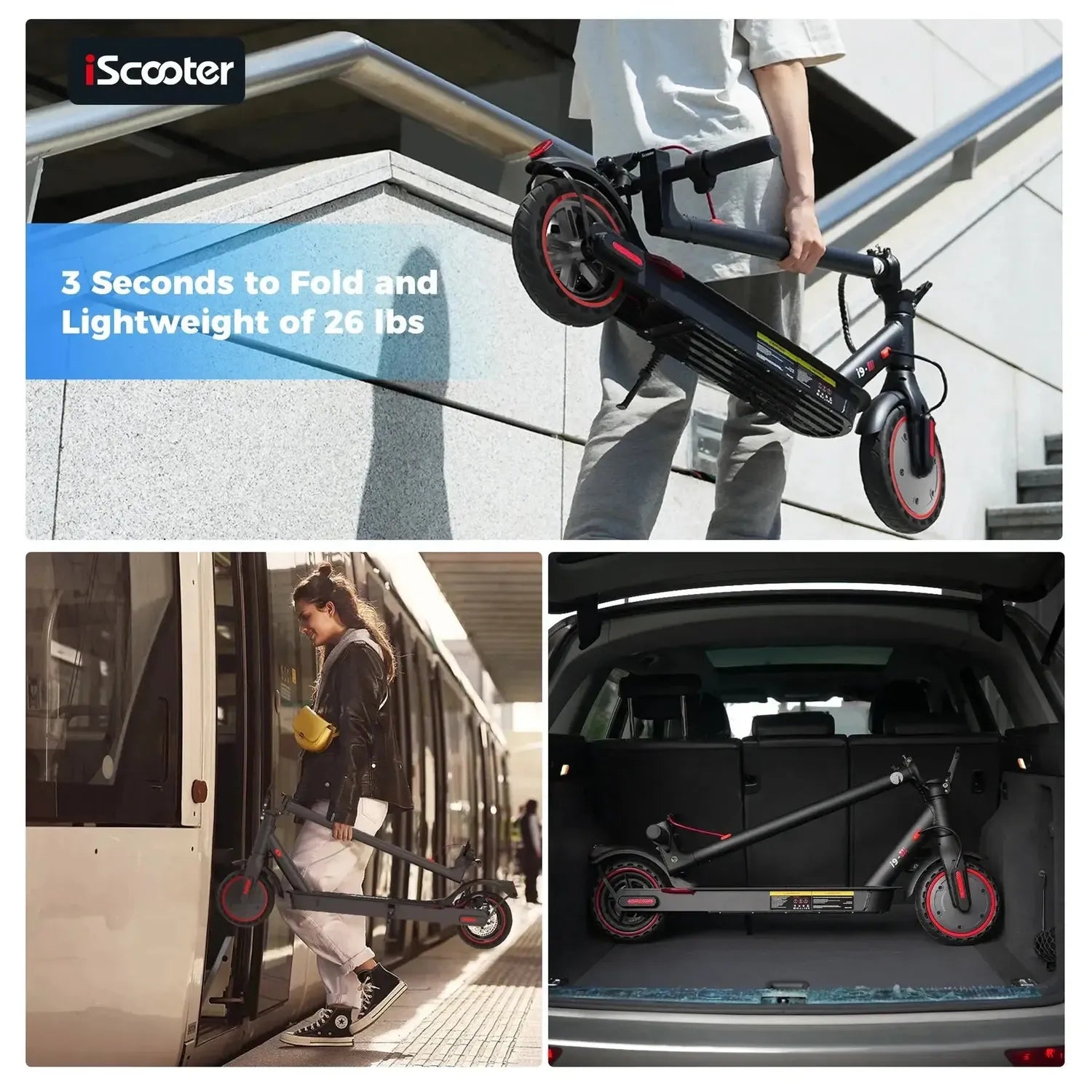 iScooter i9 Electric Scooter Foldable with App and Solid Tyres up to 30 Km/h