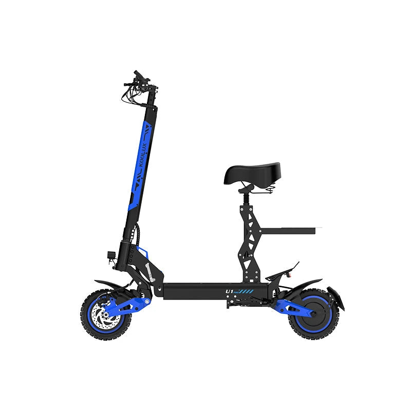 KOOLUX U1 Pro electric scooter in black and blue, left-side view showing front disc brake