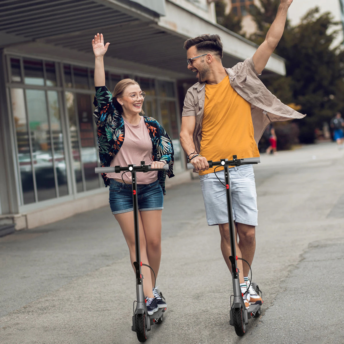 LADPED LP60 folding electric scooters in AOVO lifestyle photograph