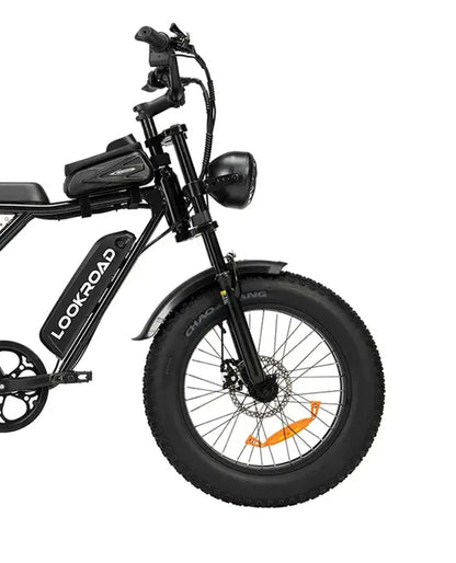 LOOKROAD L20 MIN electric bike front wheel, fork and brake detail